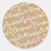 Gefeliciteerd Stippen Pattern Faux Rustic Brown Kr Ronde Sticker (Voorkant)