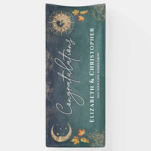 Gefeliciteerd Sun Moon Herfst Engagement Party Spandoek (Verticaal)
