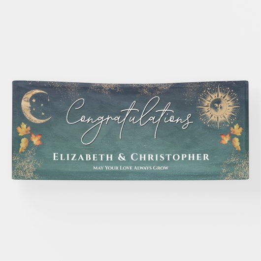 Gefeliciteerd Sun Moon Herfst Engagement Party Spandoek (Horizontaal)