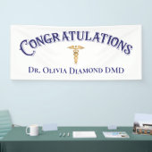 Gefeliciteerd Tandarts Tandheelkundig Modern Blauw Spandoek (Beurs)