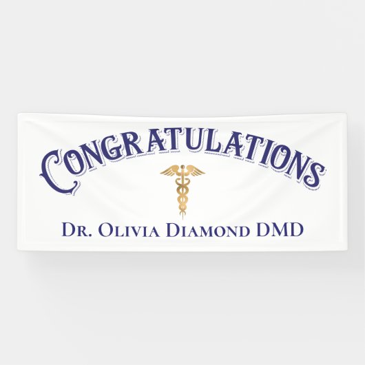 Gefeliciteerd Tandarts Tandheelkundig Modern Blauw Spandoek (Horizontaal)