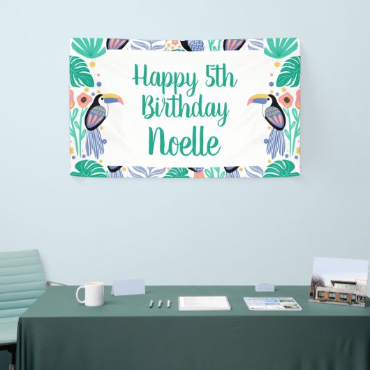 Gefeliciteerd! Tropische Toucan-vogel Spandoek (Beurs)