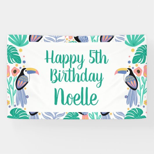Gefeliciteerd! Tropische Toucan-vogel Spandoek (Horizontaal)