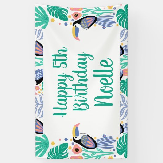 Gefeliciteerd! Tropische Toucan-vogel Spandoek (Verticaal)