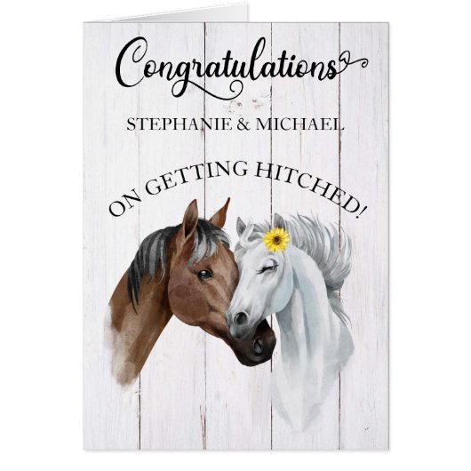 Gefeliciteerd Trouw Verlovings Paard Westerse (Voorkant)