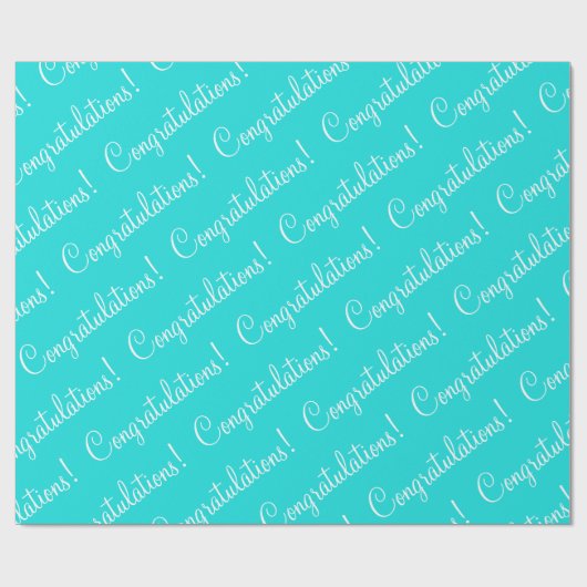 Gefeliciteerd Turquoise Script Afstuderen Cadeaupapier (Vlak)