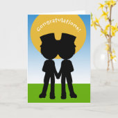 Gefeliciteerd Twee kamers in Top hoeden Gay Weddin Kaart (Gele Bloem)