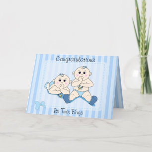 Gefeliciteerd - Twin Baby Boys Custom Kaart