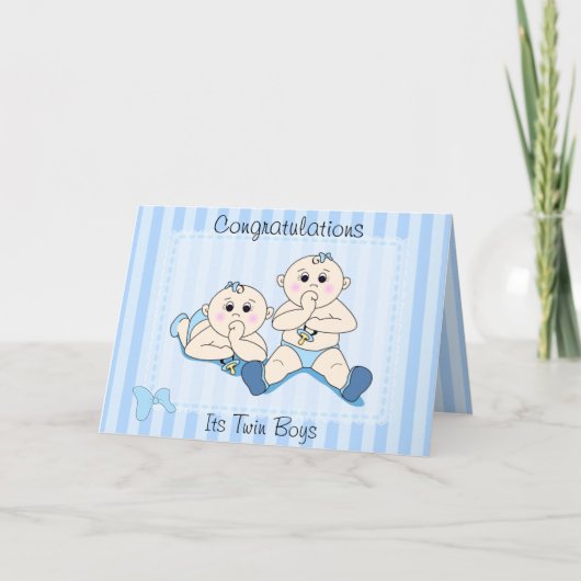 Gefeliciteerd - Twin Baby Boys Custom Kaart (Voorkant)