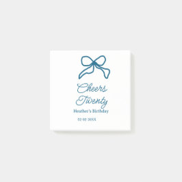 Gefeliciteerd twintig blauwe verjaardagsboog naam  post-it® notes