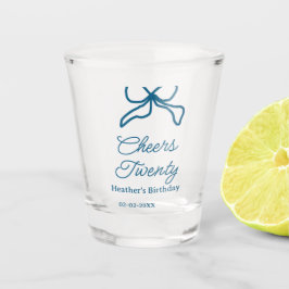 Gefeliciteerd twintig blauwe verjaardagsboog naam  shot glas
