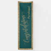 Gefeliciteerd Typografie Gold Glitter en Blauwgroe Spandoek (Verticaal)