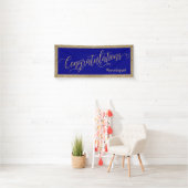 Gefeliciteerd Typografie Gold Glitter en Navy Spandoek (Insitu)