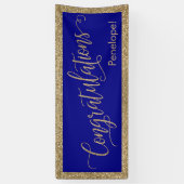 Gefeliciteerd Typografie Gold Glitter en Navy Spandoek (Verticaal)