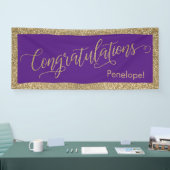 Gefeliciteerd Typografie Gold Glitter en Paarse Spandoek (Beurs)