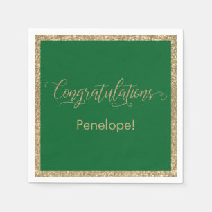 Gefeliciteerd Typografie Gold Glitter Green Servet