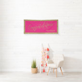 Gefeliciteerd Typografie Gold Glitter Hot Pink Spandoek (Insitu)