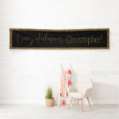 Gefeliciteerd Typografie Goud Glitter en Zwart Spandoek (Insitu)
