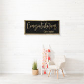 Gefeliciteerd Typografie Goud Glitter en Zwart Spandoek (Insitu)