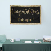 Gefeliciteerd Typografie Goud Glitter en Zwart Spandoek (Beurs)