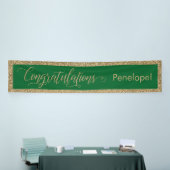 Gefeliciteerd Typografie Gouden Glitter en Groen Spandoek (Beurs)