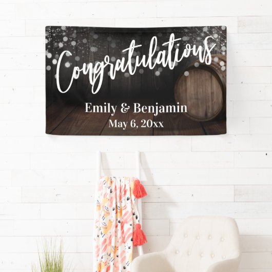 Gefeliciteerd Typografie, Houtsklare loop en Licht Spandoek (Insitu)