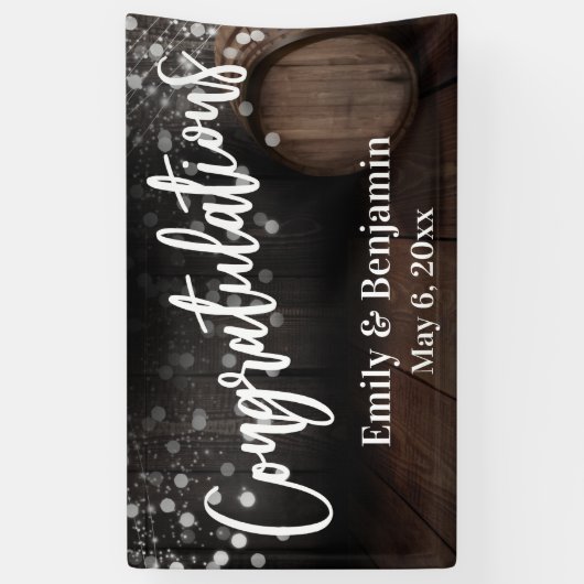 Gefeliciteerd Typografie, Houtsklare loop en Licht Spandoek (Verticaal)