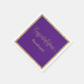 Gefeliciteerd Typography Gold Glitter Paarse Servet (Hoek)