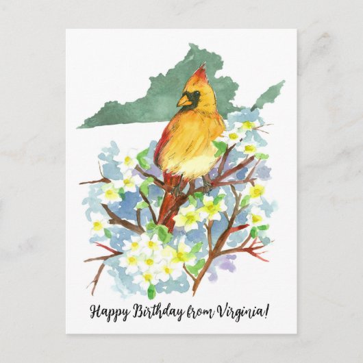 Gefeliciteerd vanuit Virginia Cardinal Dogwood Briefkaart (Voorkant)