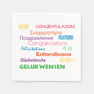 Gefeliciteerd Veel talen kleurrijke Typografie Servet