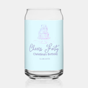Gefeliciteerd veertig gelukkige verjaardagstaart b blikvorm glas