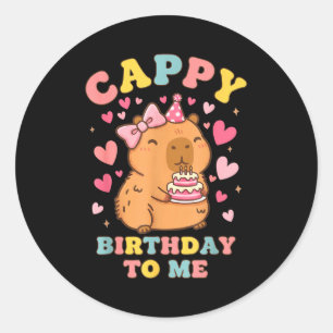 Gefeliciteerd verjaardag aan grappige capibara ver ronde sticker