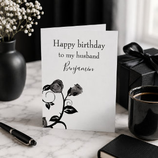 Gefeliciteerd verjaardag aan mijn man zwart en wit kaart