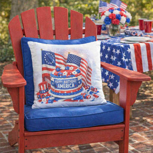 Gefeliciteerd Verjaardag Amerika 250 Patriottisch Buitenkussen