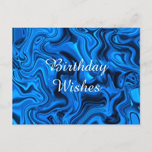 Gefeliciteerd Verjaardag Blauw Moderne Aquarel Kun Briefkaart (Voorkant)