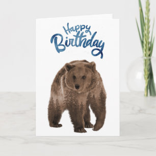 Gefeliciteerd Verjaardag Bruine Bosbeer Kaart