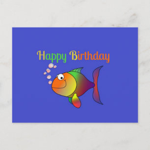 Gefeliciteerd Verjaardag, Bubbles de Vis sjabloon Briefkaart