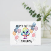 "Gefeliciteerd Verjaardag" Buitenaardse Postkaart (Staand voorkant)