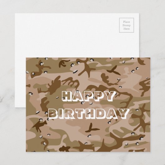 Gefeliciteerd Verjaardag Camouflage Donkerbruin Ab Briefkaart (Voorkant / Achterkant)