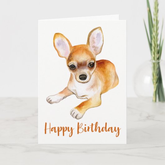 Gefeliciteerd Verjaardag Chihuahua Puppy Hond Wate Kaart (Voorkant)