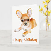 Gefeliciteerd Verjaardag Chihuahua Puppy Hond Wate Kaart (Gele Bloem)