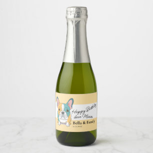 Gefeliciteerd Verjaardag Franse Bulldog Sparkling Wijnetiket
