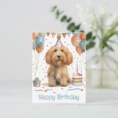 Gefeliciteerd Verjaardag Goldendoodle Hond Briefkaart (Staand voorkant)
