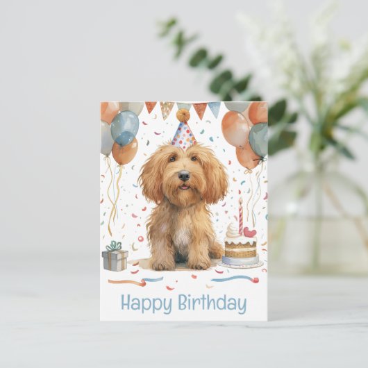 Gefeliciteerd Verjaardag Goldendoodle Hond Briefkaart (Staand voorkant)