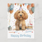 Gefeliciteerd Verjaardag Goldendoodle Hond Briefkaart (Voorkant)