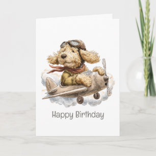 Gefeliciteerd Verjaardag Goldendoodle Hond Piloot Kaart