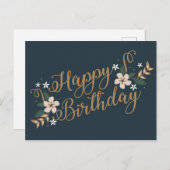 Gefeliciteerd Verjaardag Goud Briefkaart (Voorkant / Achterkant)