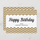 Gefeliciteerd Verjaardag Goud Glitter Witte Chevro Briefkaart (Voorkant / Achterkant)