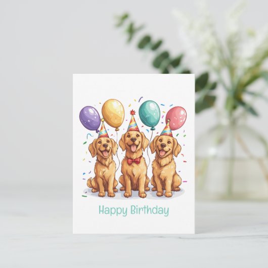 Gefeliciteerd Verjaardag Goud Retriever Honden Briefkaart (Staand voorkant)