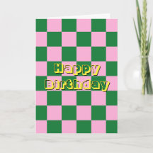 Gefeliciteerd verjaardag, groene, roze en gele quo